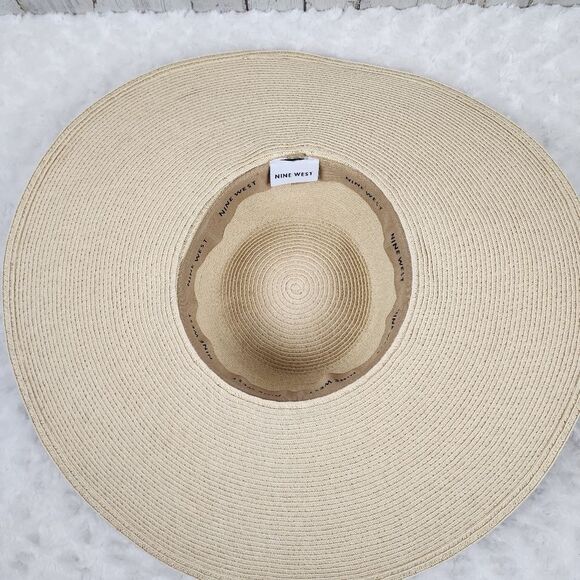 Nine West Wide Brim Floppy Sun Hat Ivory One Size - Picture 6 of 7